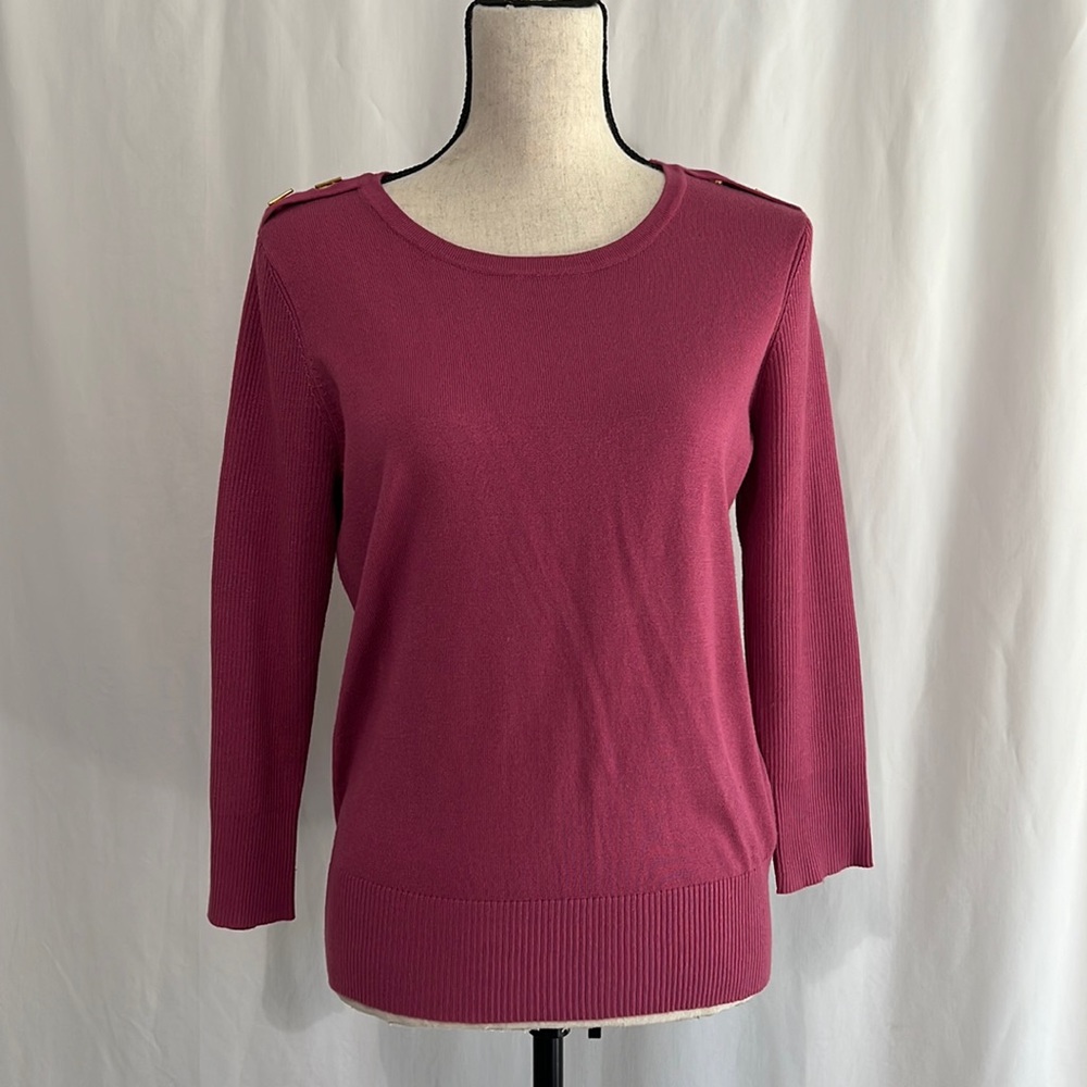 Joseph A. Qu’est ce que c’est silk? PM Petite Medium Purple Sweater 3/4 Sleeves